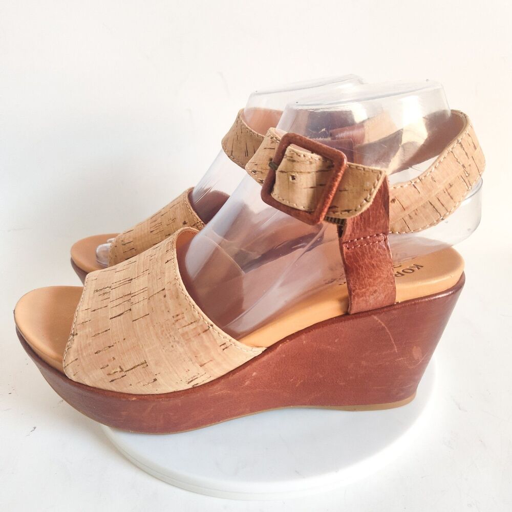 Kork-Ease Cork Wedge Sandals in Natural Tan and Brown - Picture 4 of 12